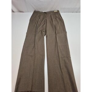 VTG Sansabelt Dress Pants Mens 38x36 Brown Wool Pleated Comfort Waistband